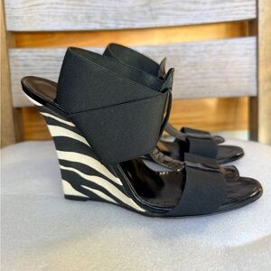 Manolo Blahnik zebra print wedge sandals size 36